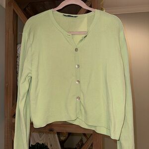 Zara Spring Green Cardigan Sweater